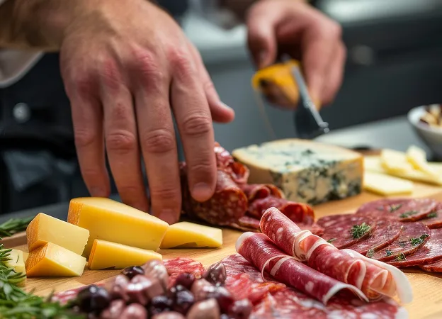 Restaurateur qui coupe de la charcuterie et du fromage à Bourges dans le Cher 18
